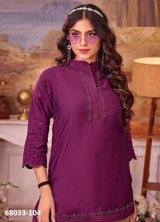SAFRON - Catalog # 68033 (Set of 8 Readymade Women's Kurtis / Tops)