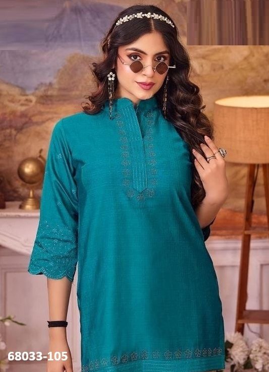 SAFRON - Catalog # 68033 (Set of 8 Readymade Women's Kurtis / Tops)