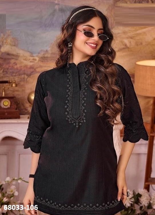 SAFRON - Catalog # 68033 (Set of 8 Readymade Women's Kurtis / Tops)