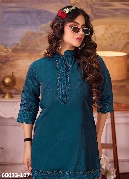 SAFRON - Catalog # 68033 (Set of 8 Readymade Women's Kurtis / Tops)