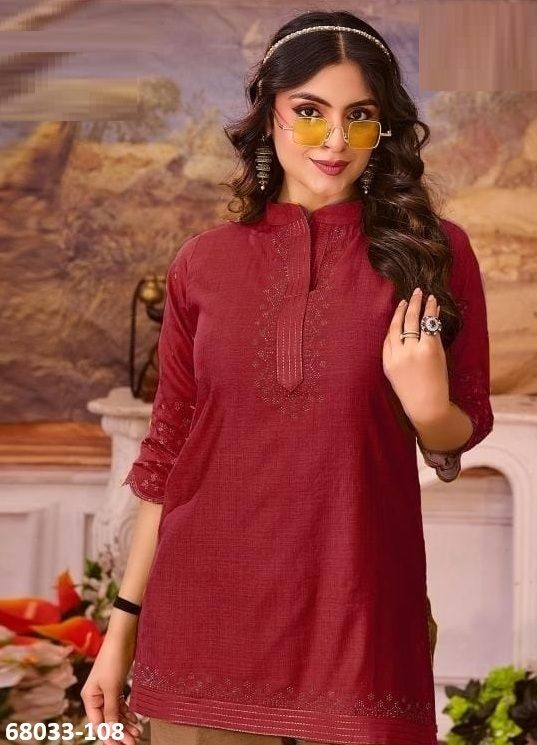SAFRON - Catalog # 68033 (Set of 8 Readymade Women's Kurtis / Tops)