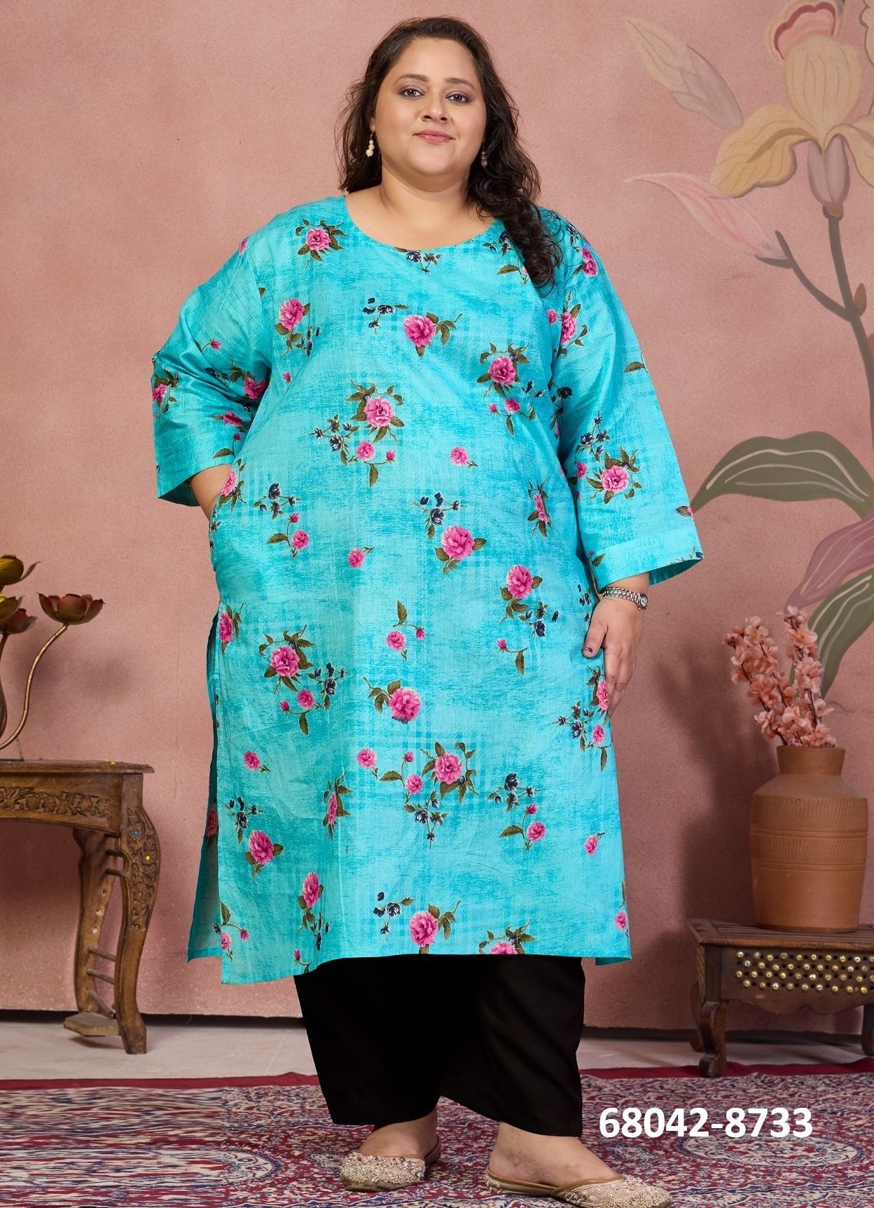 PLUS SIZE - KHUSHBOO - Catalog # 68042 (Set of 4 Readymade Women's Kurtis / Tops) PLUS SIZE - KHUSHBOO - Catalog # 68042 (Set of 4 Readymade Women's Kurtis / Tops)