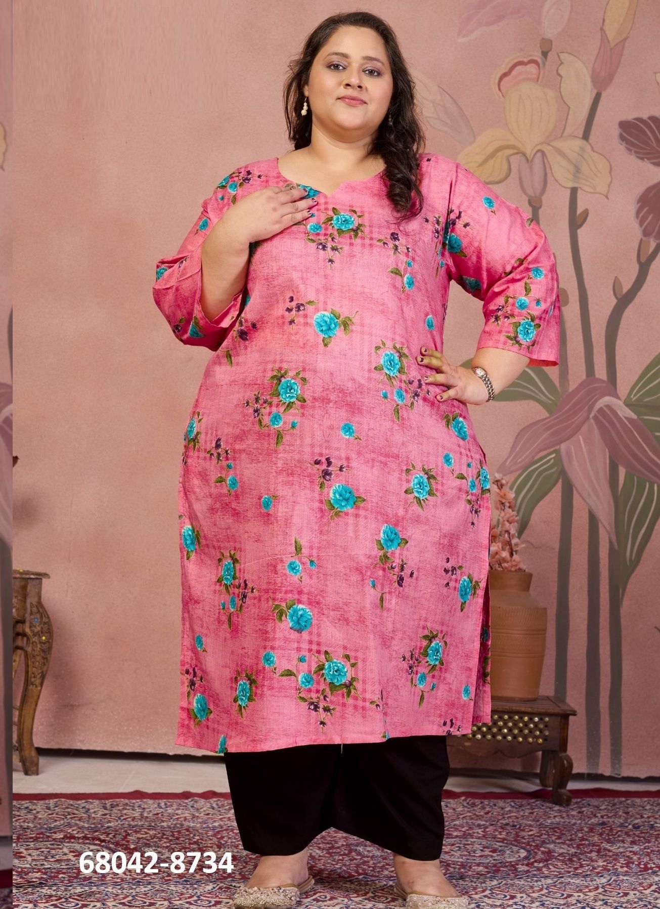 PLUS SIZE - KHUSHBOO - Catalog # 68042 (Set of 4 Readymade Women's Kurtis / Tops) PLUS SIZE - KHUSHBOO - Catalog # 68042 (Set of 4 Readymade Women's Kurtis / Tops)