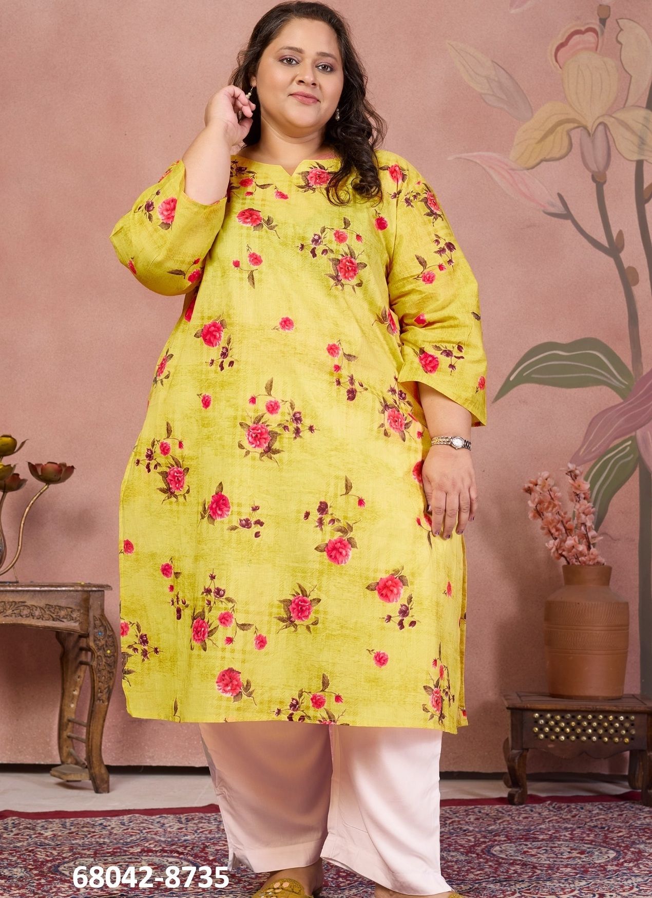 PLUS SIZE - KHUSHBOO - Catalog # 68042 (Set of 4 Readymade Women's Kurtis / Tops) PLUS SIZE - KHUSHBOO - Catalog # 68042 (Set of 4 Readymade Women's Kurtis / Tops)
