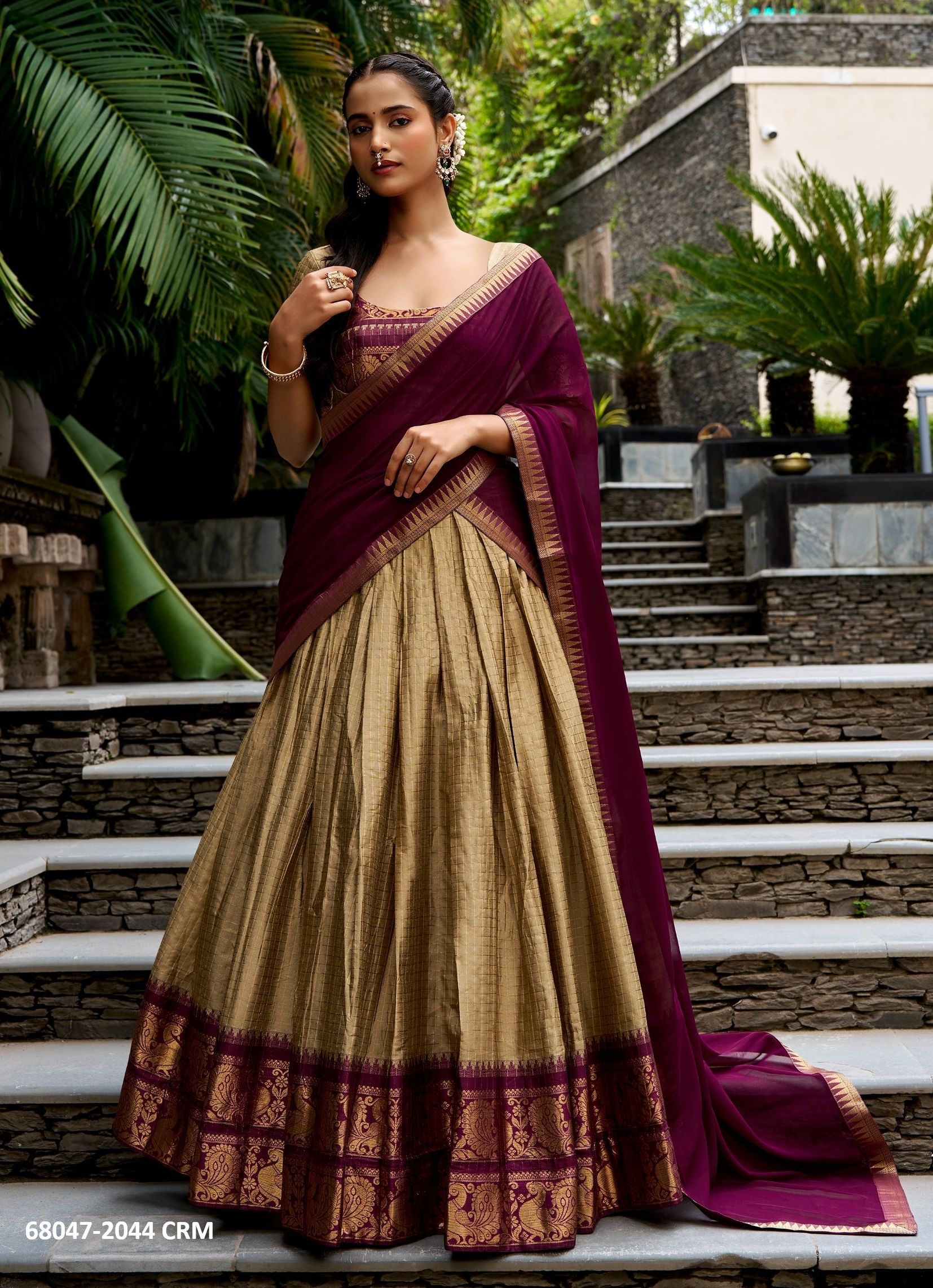 POLY COTTON SOUTH INDIAN STYLE - Catalog # 68047 (Set of 6 Semi-Stitched Lehengas) POLY COTTON SOUTH INDIAN STYLE - Catalog # 68047 (Set of 6 Semi-Stitched Lehengas)