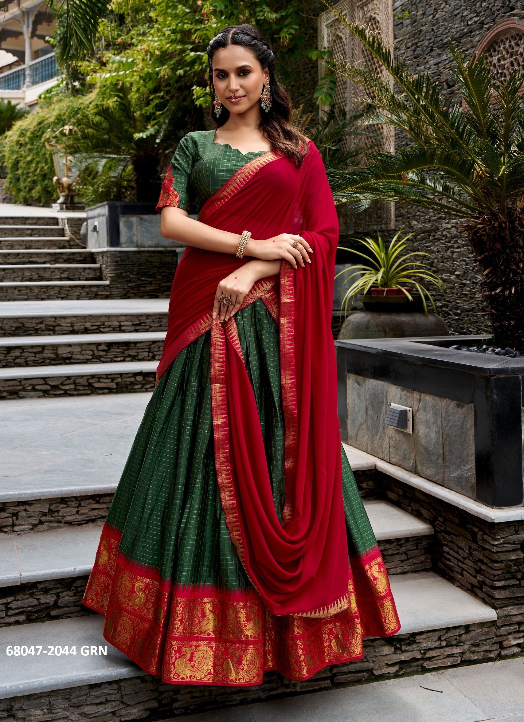 POLY COTTON SOUTH INDIAN STYLE - Catalog # 68047 (Set of 6 Semi-Stitched Lehengas) POLY COTTON SOUTH INDIAN STYLE - Catalog # 68047 (Set of 6 Semi-Stitched Lehengas)