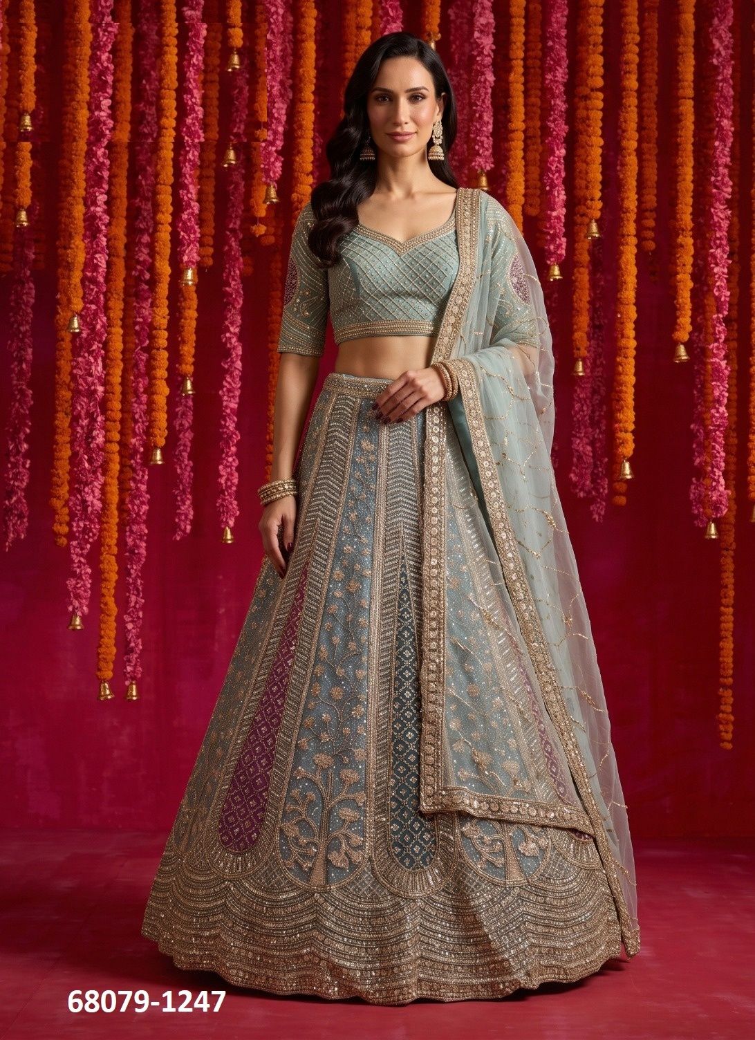 MEMORY - Catalog # 68079 (Set of 6 Semi-Stitched Lehengas) MEMORY - Catalog # 68079 (Set of 6 Semi-Stitched Lehengas)