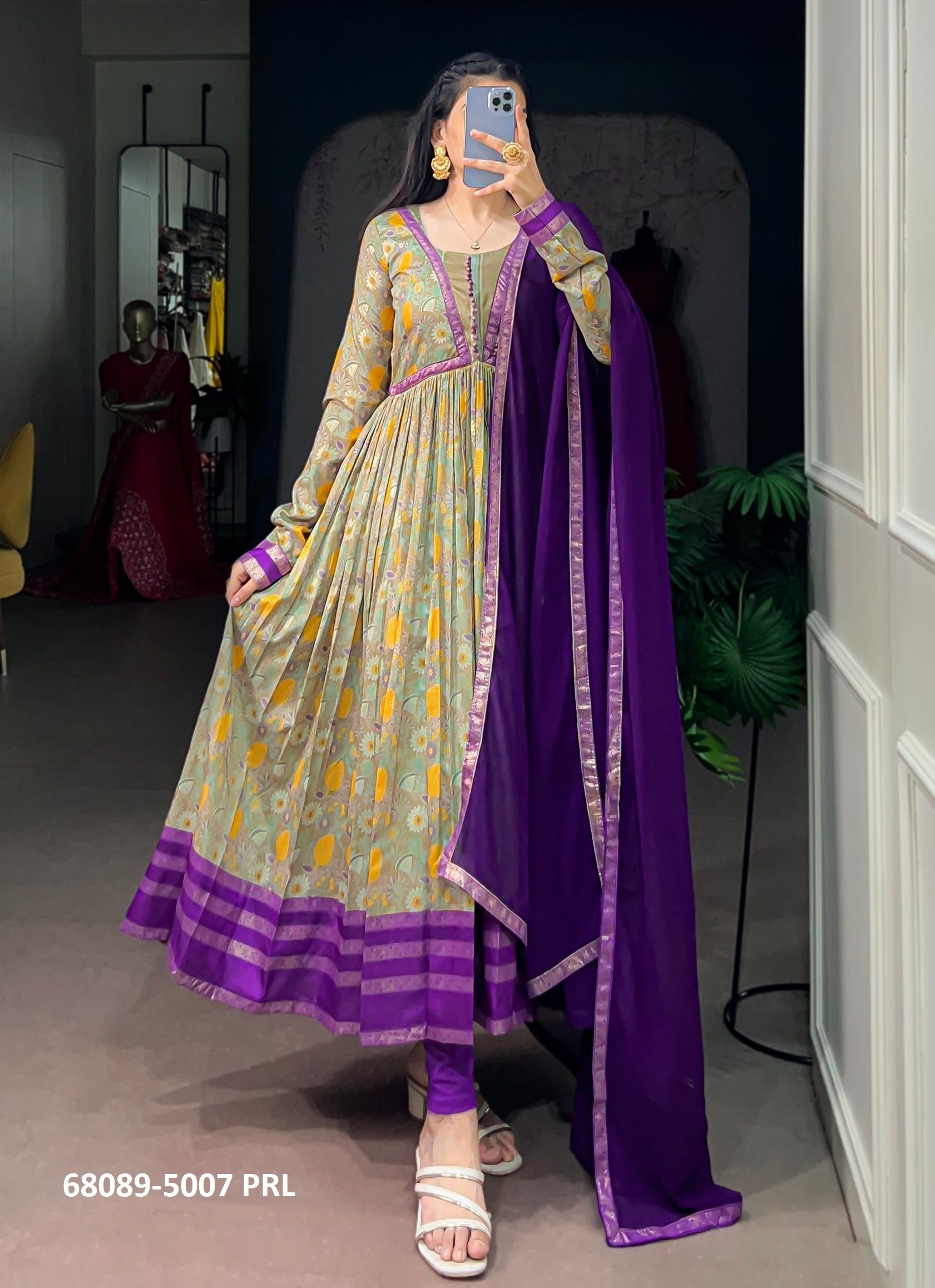 ANARKALI PRINTS - Catalog # 68089 (Set of 4 Readymade Gowns)