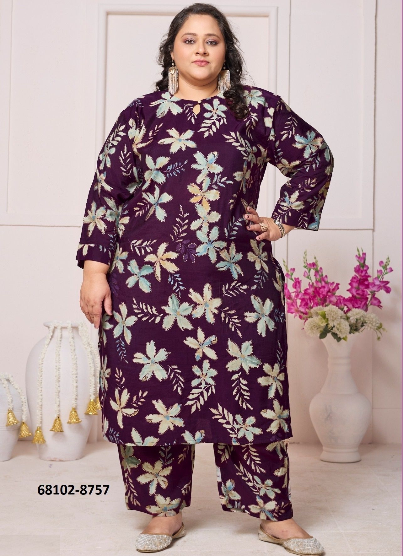 PLUS SIZE CO-ORD SET - SIMANDAR - Catalog # 68102 (Set of 3 Tops With Bottoms)