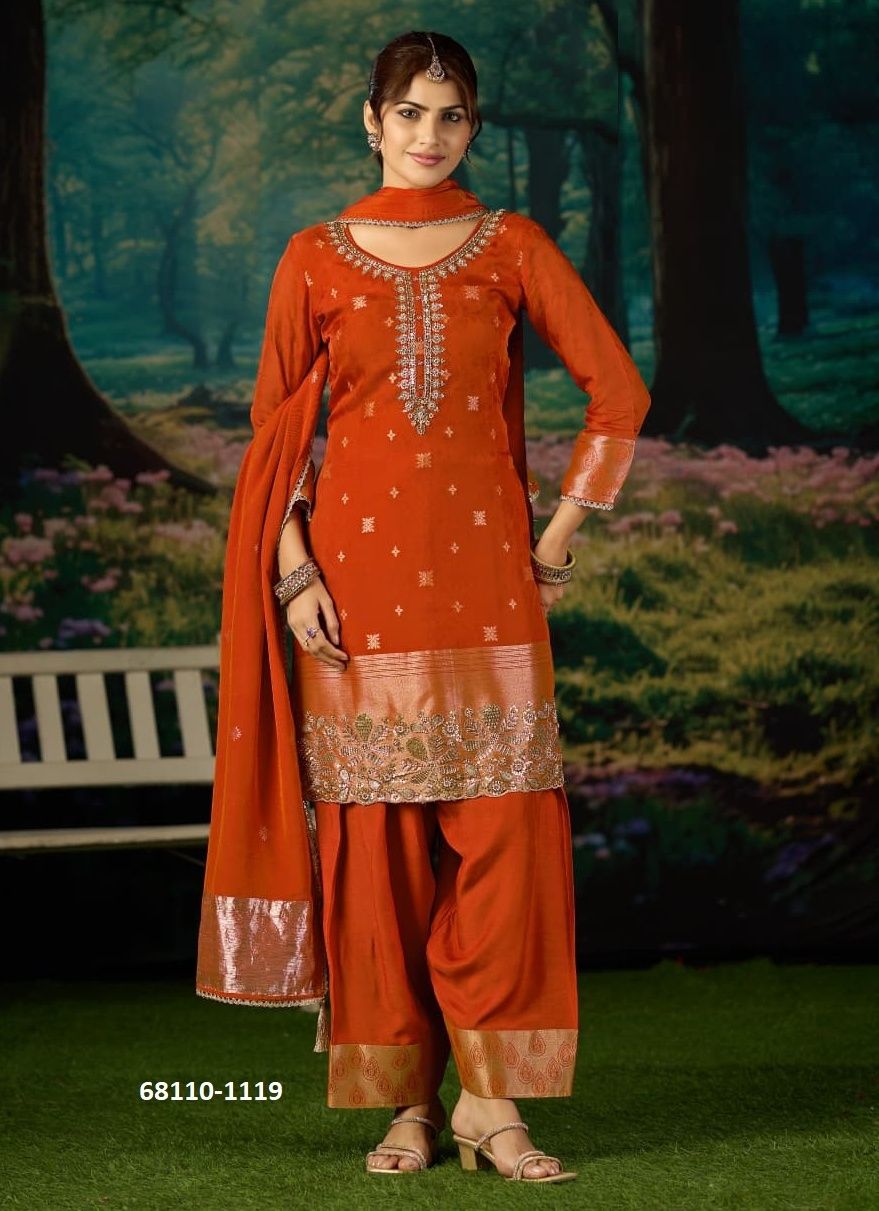 GIRAFFE ORGANZA - Catalog # 68110 (Set of 4 SIZE-SETS [Readymade Salwar Suits])