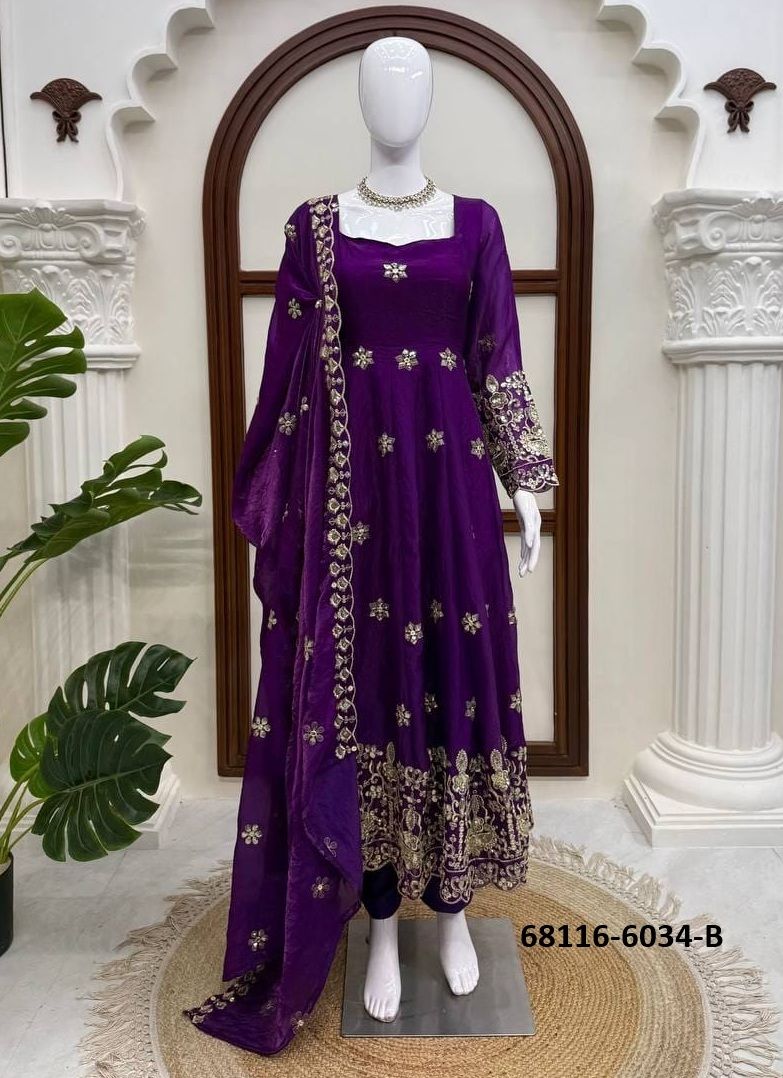 MAROON & PURPLE - Catalog # 68116 (Set of 2 Readymade Salwar Suits)