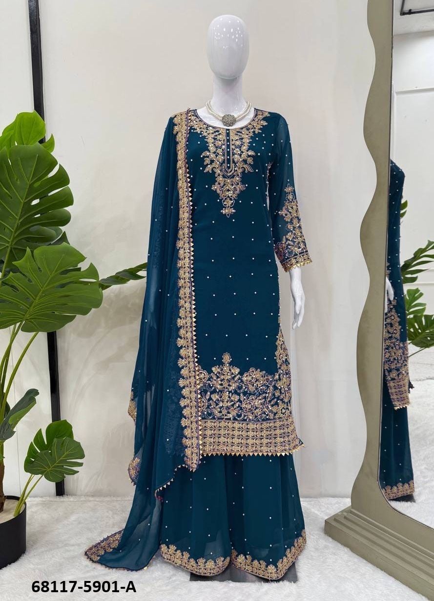 TEAL & MAGENTA - Catalog # 68117 (Set of 2 Readymade Salwar Suits) TEAL & MAGENTA - Catalog # 68117 (Set of 2 Readymade Salwar Suits)