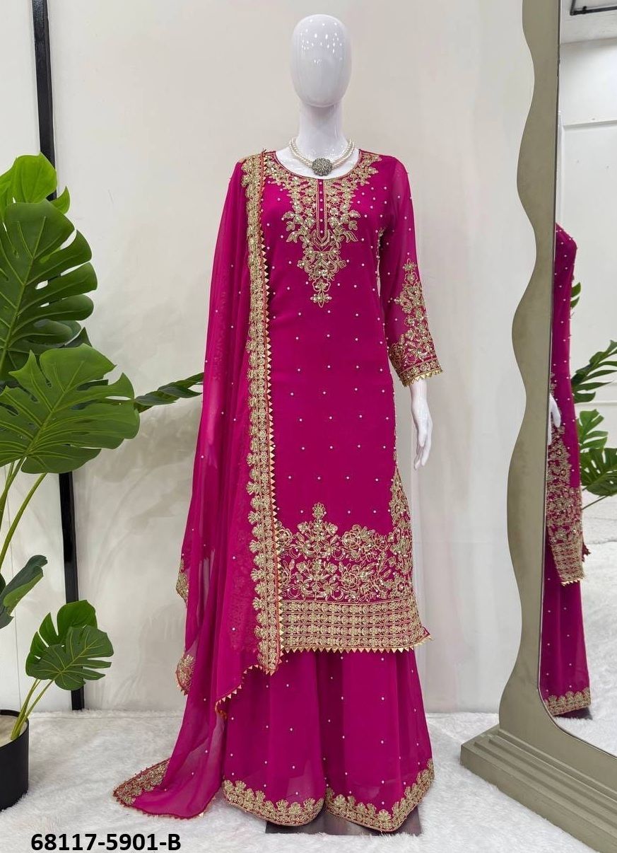 TEAL & MAGENTA - Catalog # 68117 (Set of 2 Readymade Salwar Suits) TEAL & MAGENTA - Catalog # 68117 (Set of 2 Readymade Salwar Suits)
