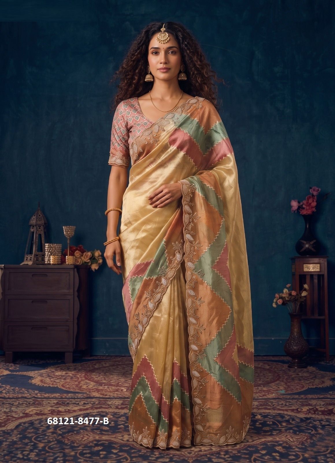 ORGANZA MEDLEY - Catalog # 68121 (Set of 5 Sarees) ORGANZA MEDLEY - Catalog # 68121 (Set of 5 Sarees)