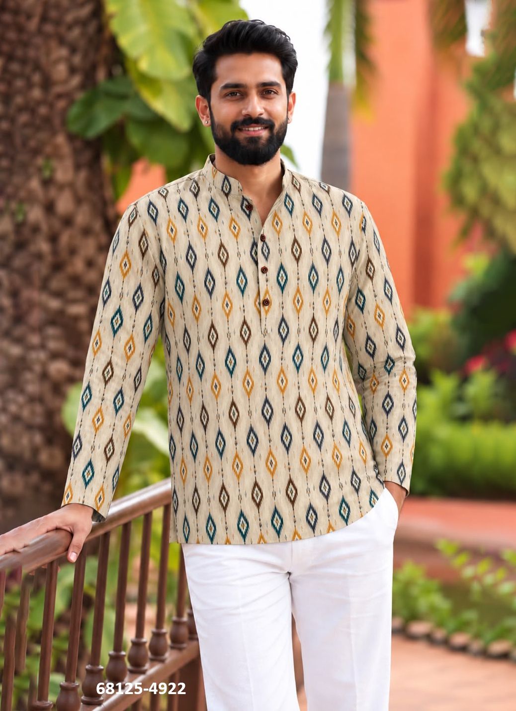 SHORT KURTA IN FULL SLEEVES - Catalog # 68125 (Set of 9 Men's Ethnic Wear)