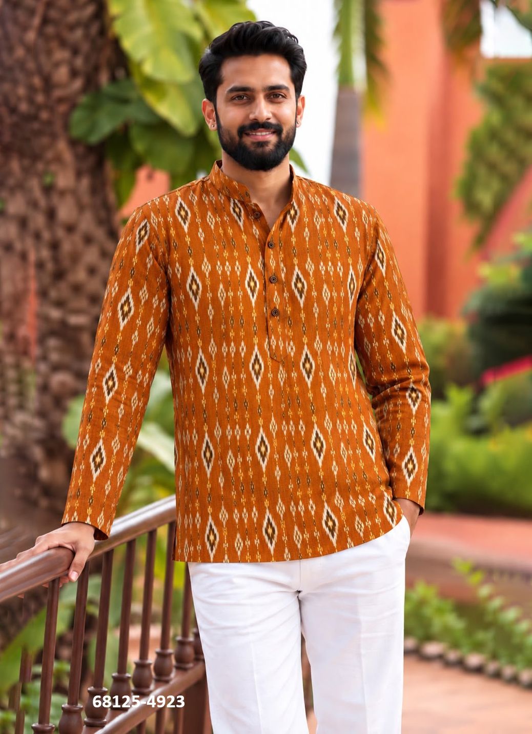 SHORT KURTA IN FULL SLEEVES - Catalog # 68125 (Set of 9 Men's Ethnic Wear)