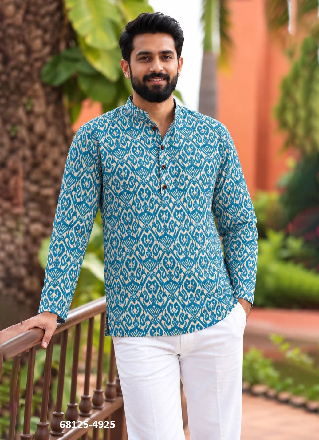 SHORT KURTA IN FULL SLEEVES - Catalog # 68125 (Set of 9 Men's Ethnic Wear)