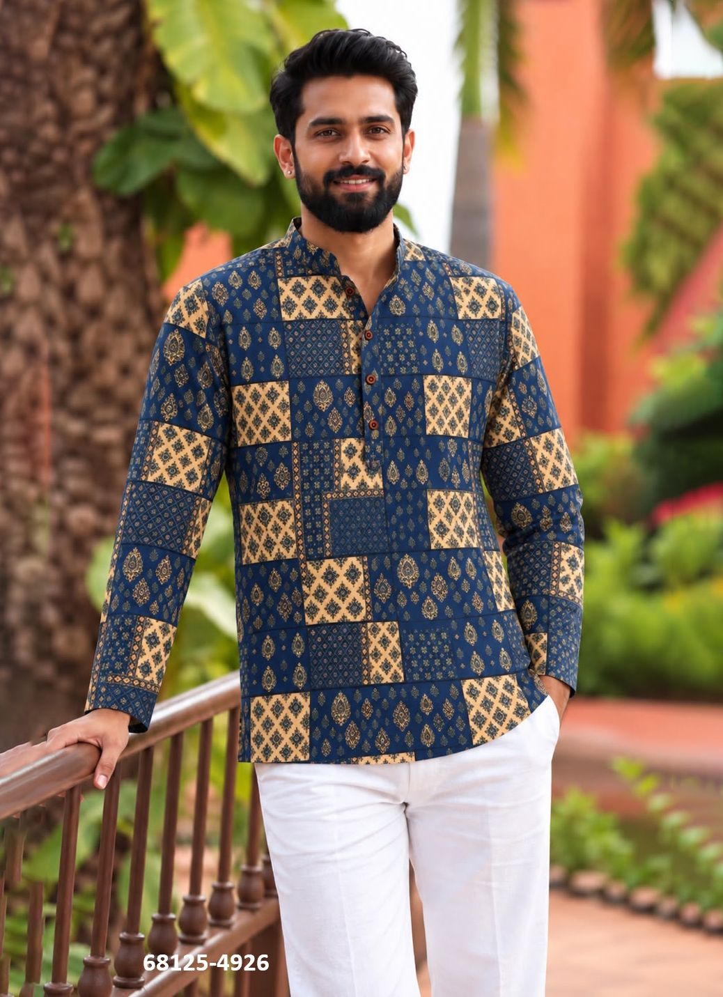 SHORT KURTA IN FULL SLEEVES - Catalog # 68125 (Set of 9 Men's Ethnic Wear)