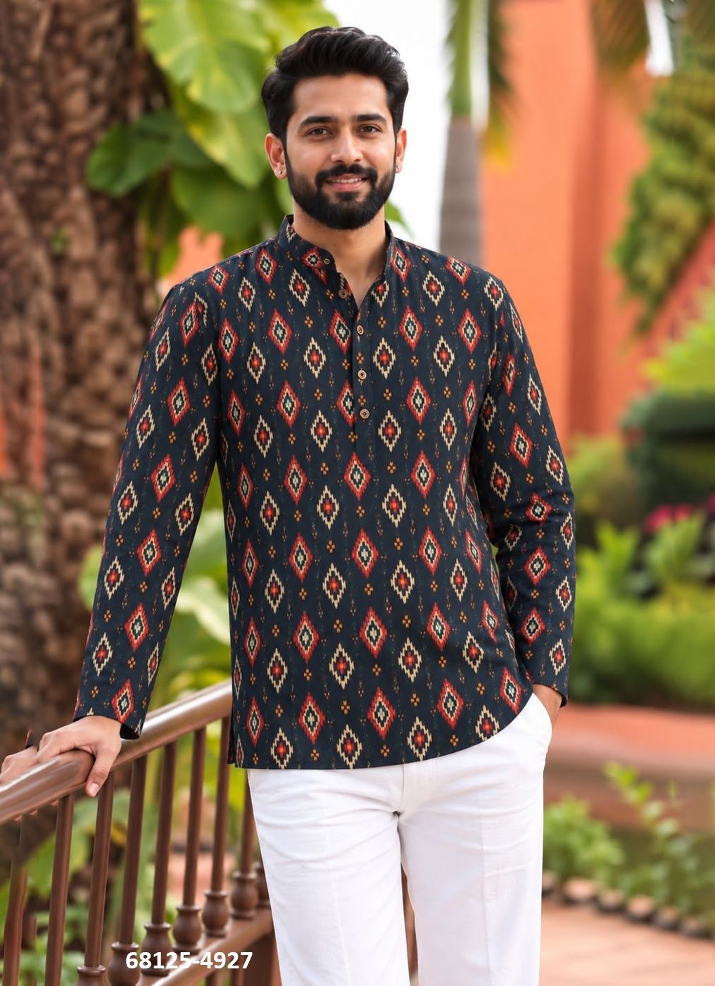 SHORT KURTA IN FULL SLEEVES - Catalog # 68125 (Set of 9 Men's Ethnic Wear)