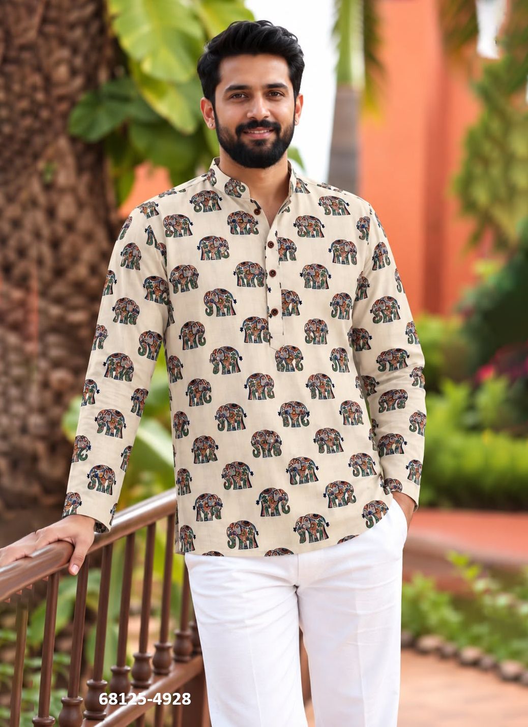 SHORT KURTA IN FULL SLEEVES - Catalog # 68125 (Set of 9 Men's Ethnic Wear)