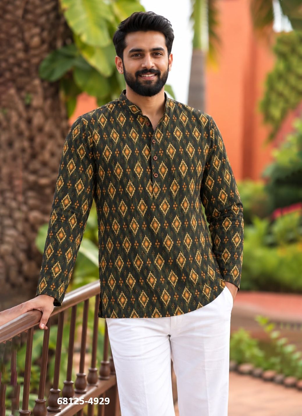 SHORT KURTA IN FULL SLEEVES - Catalog # 68125 (Set of 9 Men's Ethnic Wear)