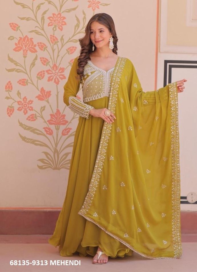 ORANGE & MUSTARD - Catalog # 68135 (Set of 2 Readymade Gowns)
