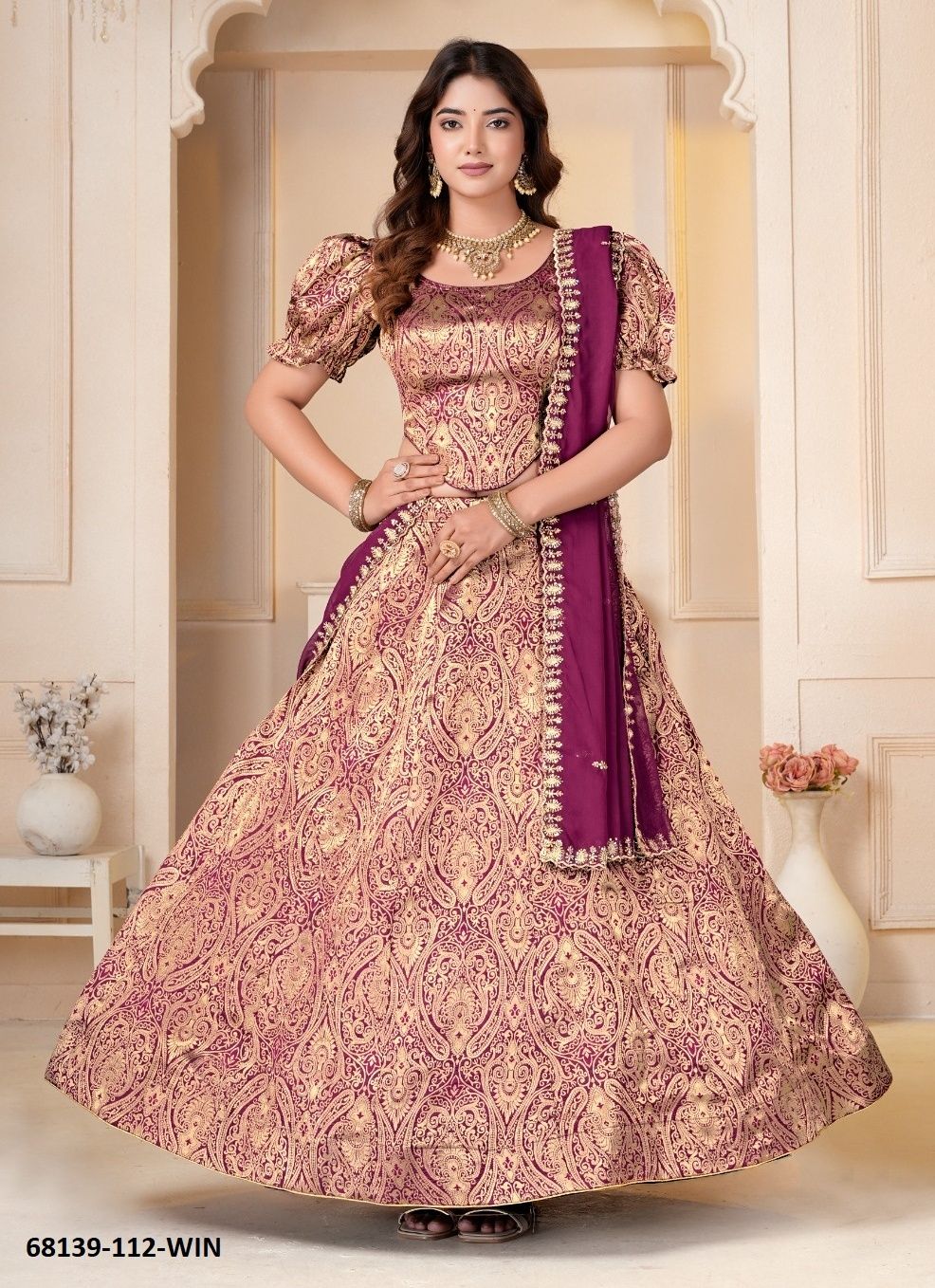 SHUBH MILAN - Catalog # 68139 (Set of 4 Semi-Stitched Lehengas) SHUBH MILAN - Catalog # 68139 (Set of 4 Semi-Stitched Lehengas)