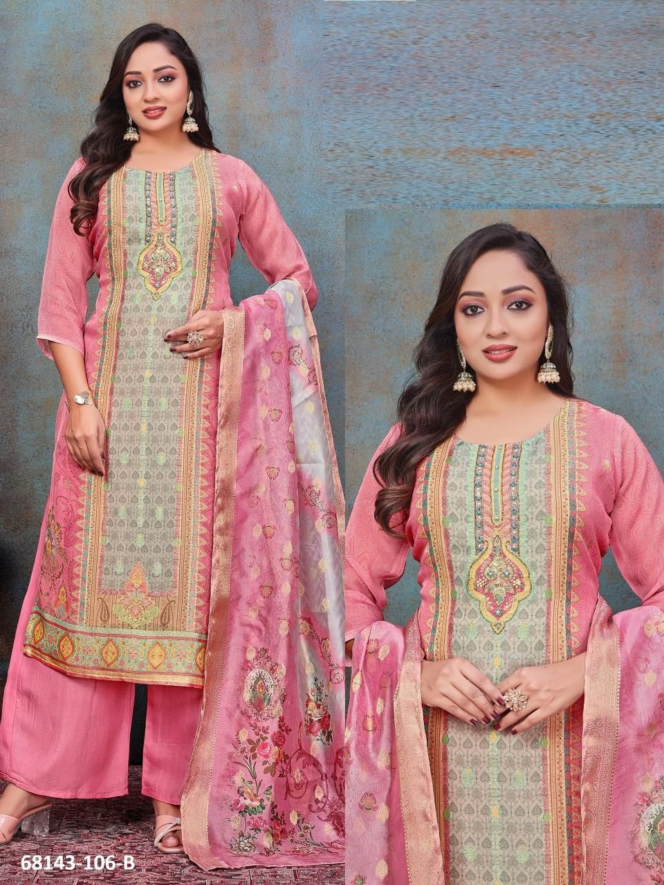 PARROT QUEEN - Catalog # 68143 (Set of 4 SIZE-SETS [Readymade Salwar Suits])