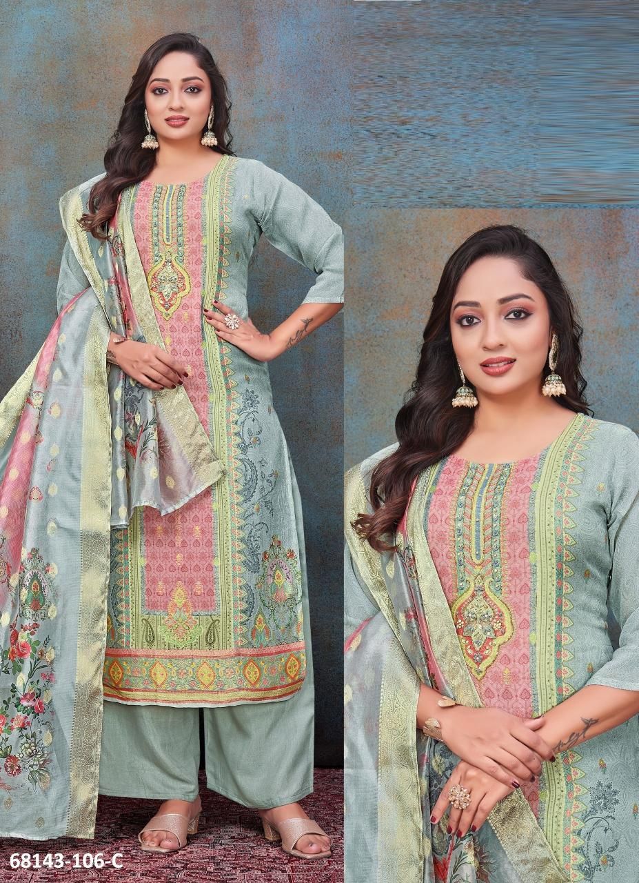 PARROT QUEEN - Catalog # 68143 (Set of 4 SIZE-SETS [Readymade Salwar Suits])