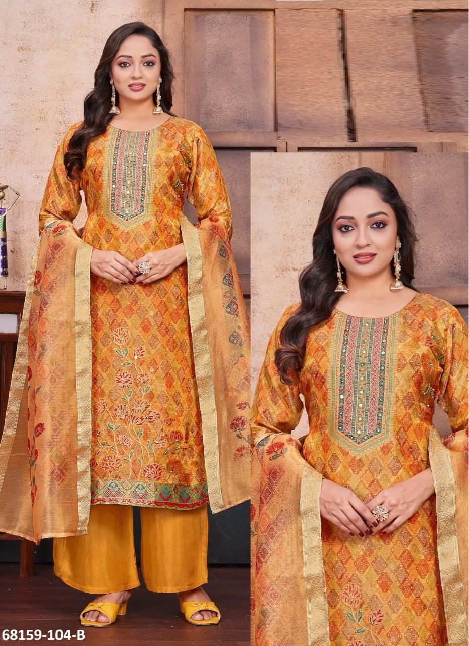 PARROT GREEN - Catalog # 68159 (Set of 4 SIZE-SETS [Readymade Salwar Suits])
