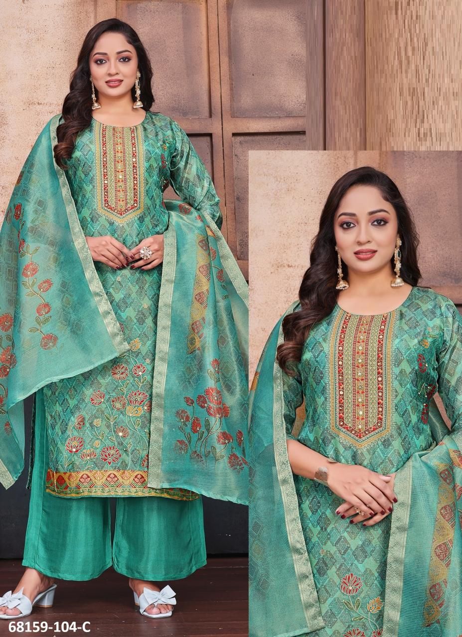 PARROT GREEN - Catalog # 68159 (Set of 4 SIZE-SETS [Readymade Salwar Suits])
