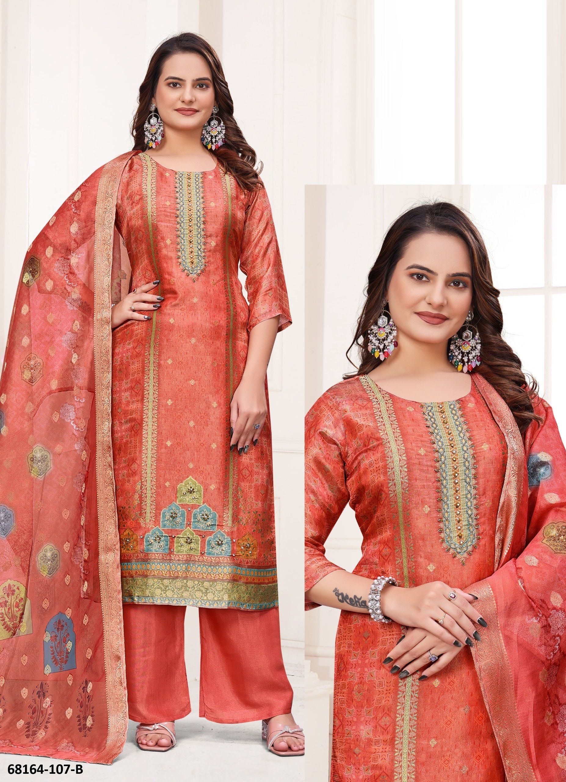VISCOUSE WEAVE - Catalog # 68164 (Set of 4 SIZE-SETS [Readymade Salwar Suits])