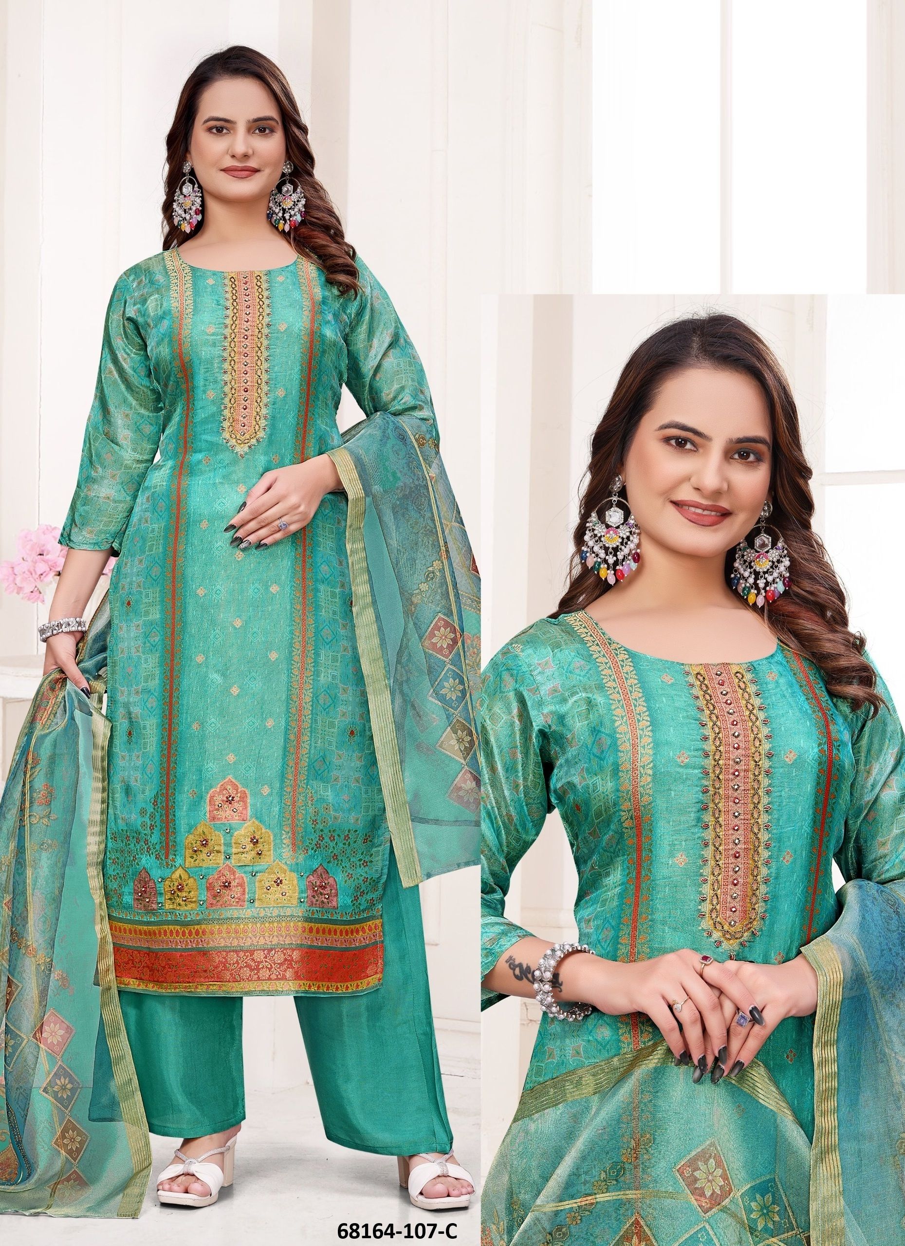 VISCOUSE WEAVE - Catalog # 68164 (Set of 4 SIZE-SETS [Readymade Salwar Suits])