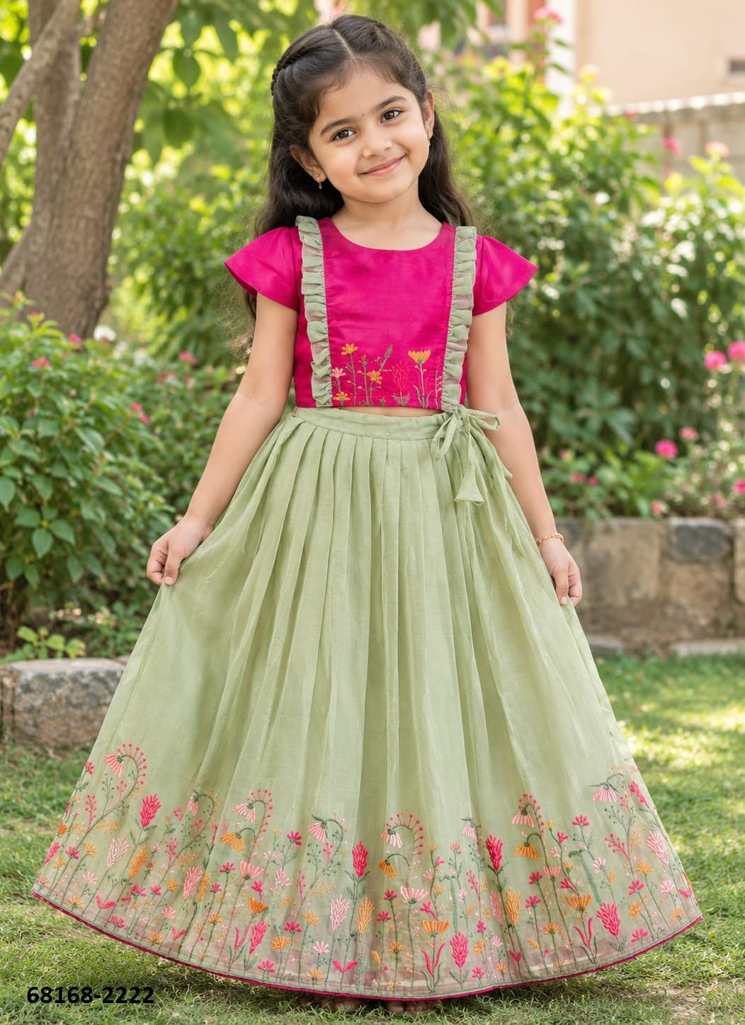 KIDS - ORGANZA PARTY - Catalog # 68168 (Set of 4 Readymade Lehengas)