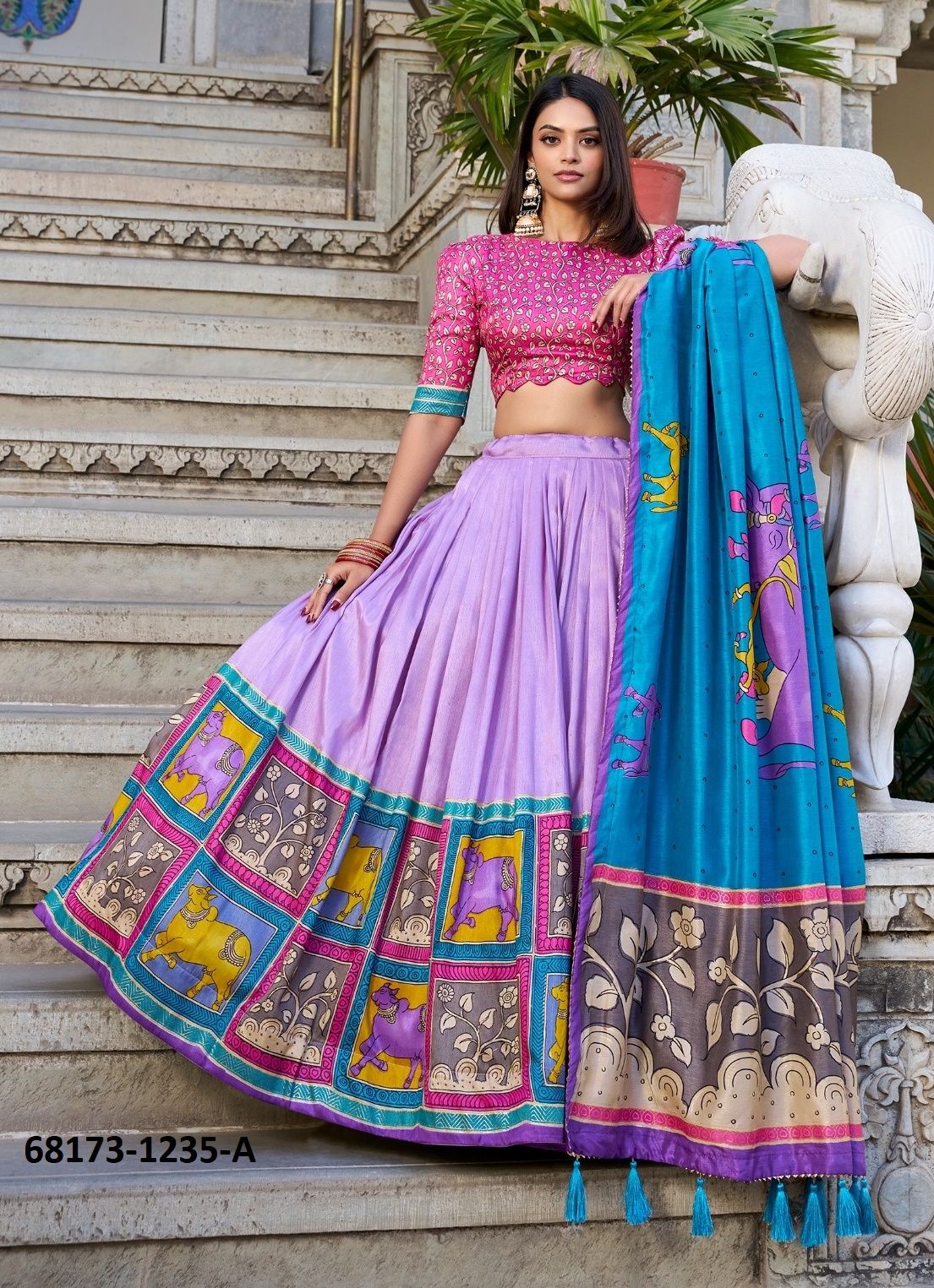 LAVENDER & PINK - Catalog # 68173 (Set of 2 Semi-Stitched Lehengas) LAVENDER & PINK - Catalog # 68173 (Set of 2 Semi-Stitched Lehengas)