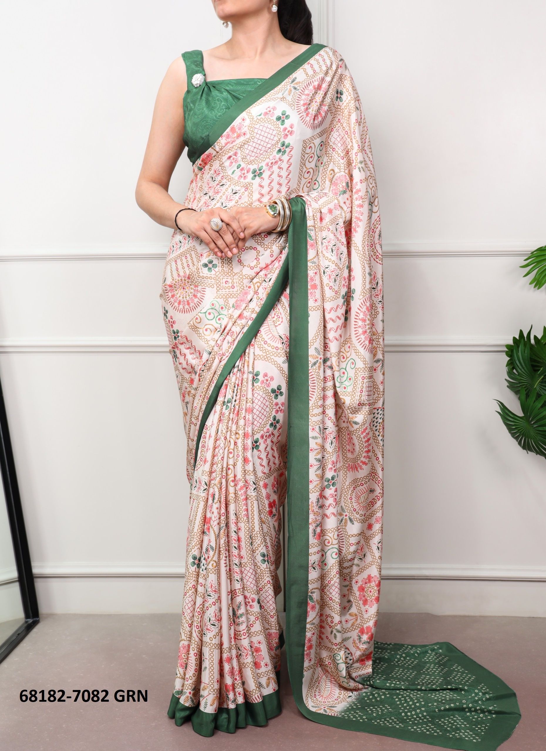 SATIN CREPES - Catalog # 68182 (Set of 4 Sarees)