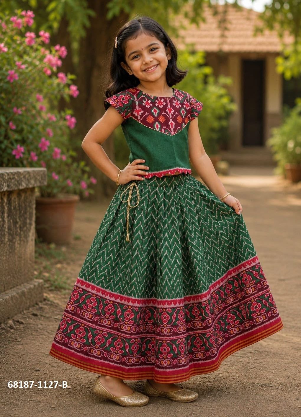 KIDS PATOLA - Catalog # 68187 (Set of 3 Readymade Lehengas) KIDS PATOLA - Catalog # 68187 (Set of 3 Readymade Lehengas)