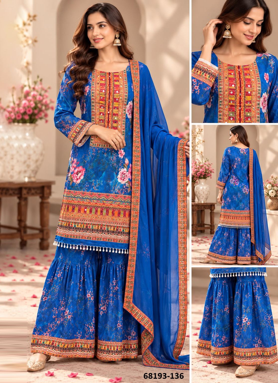 FLORAL GHARARA - Catalog # 68193 (Set of 20 SIZE-SETS [Readymade Salwar Suits])