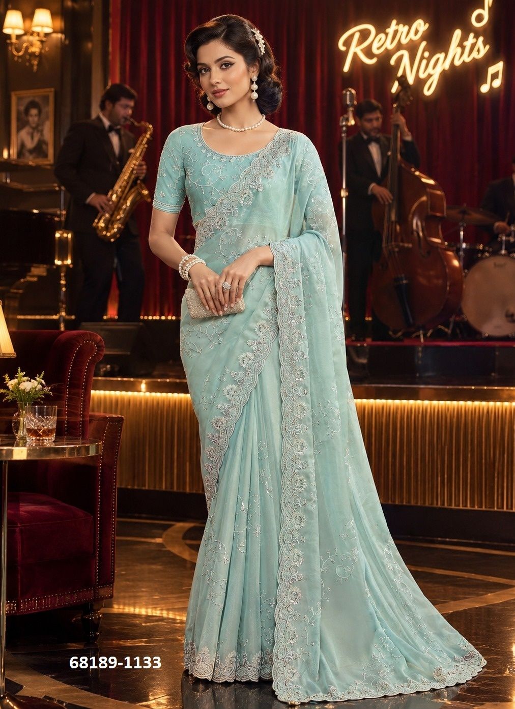 RETRO NIGHTS - Catalog # 68189 (Set of 7 Sarees)