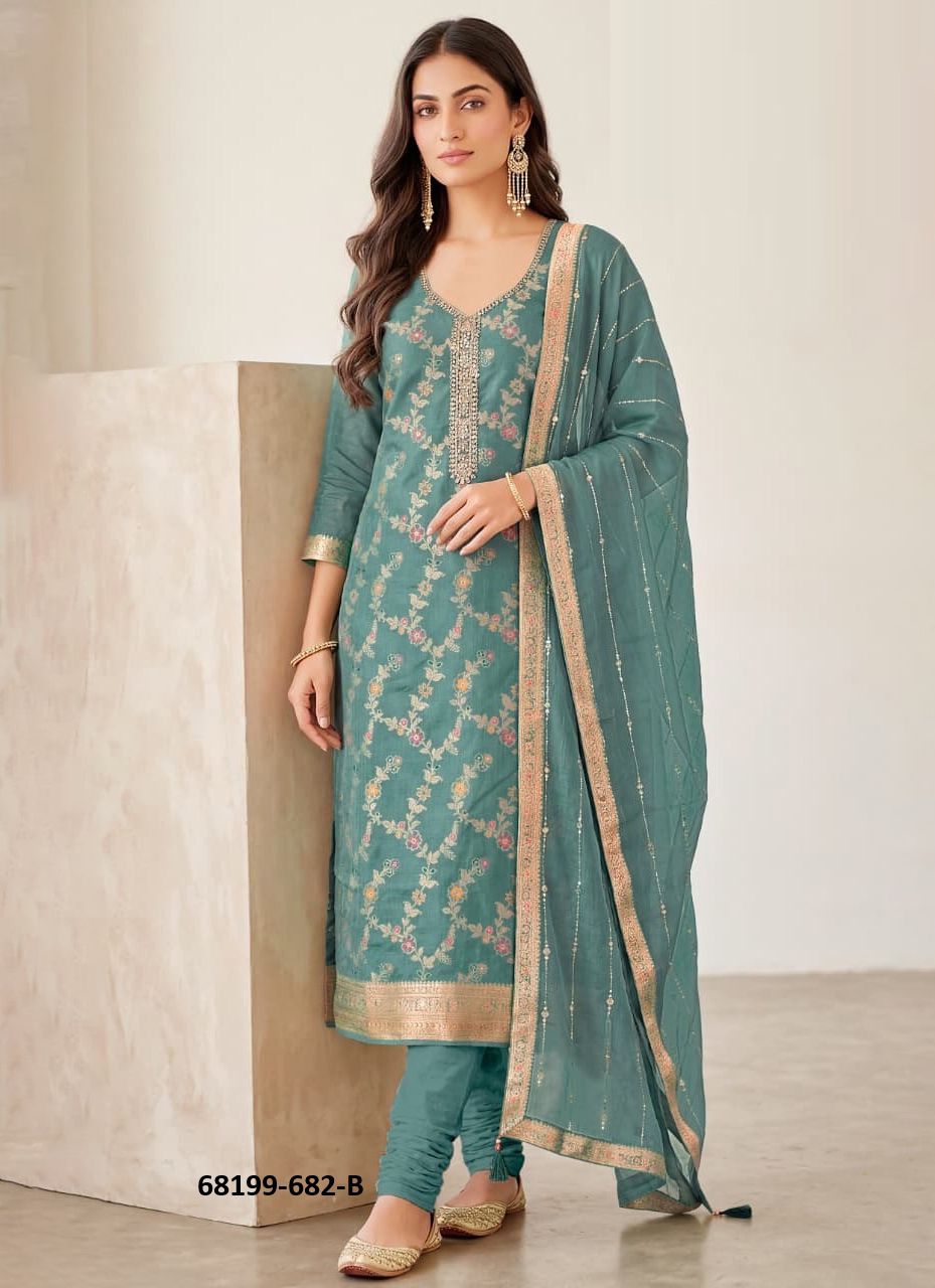 SILK GEORGETTE - Catalog # 68199 (Set of 4 Readymade Salwar Suits)
