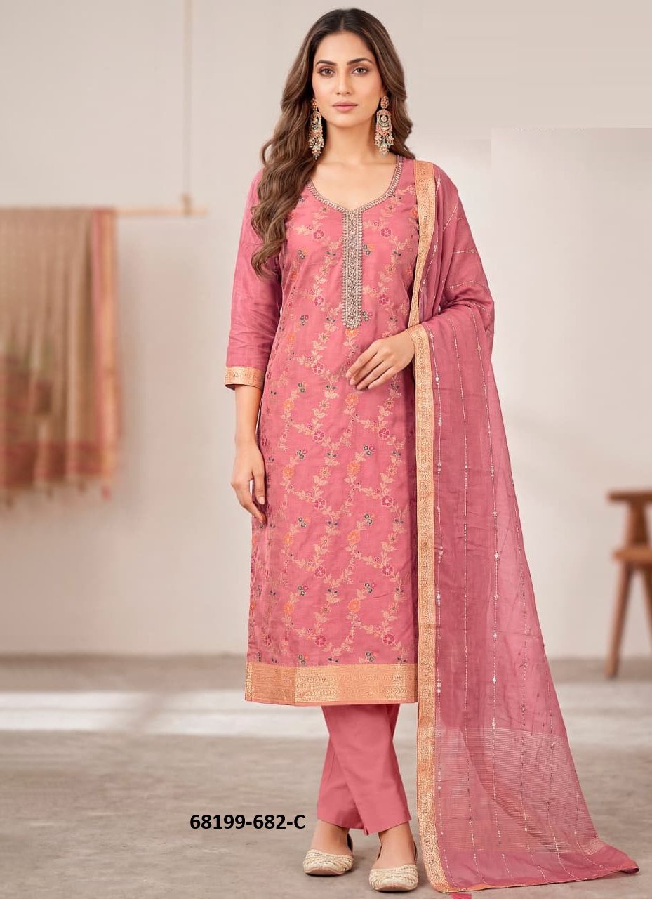 SILK GEORGETTE - Catalog # 68199 (Set of 4 Readymade Salwar Suits)