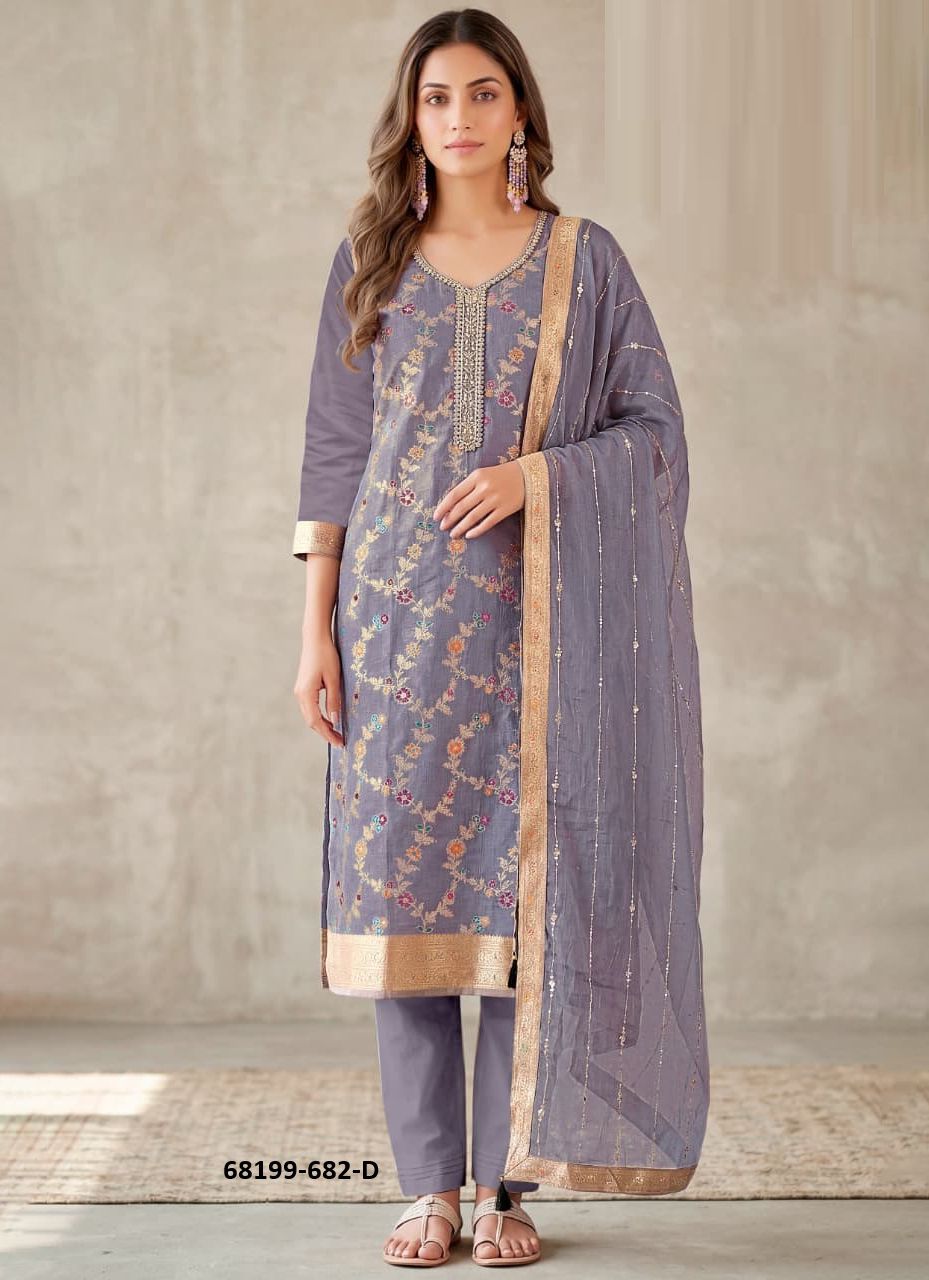 SILK GEORGETTE - Catalog # 68199 (Set of 4 Readymade Salwar Suits)