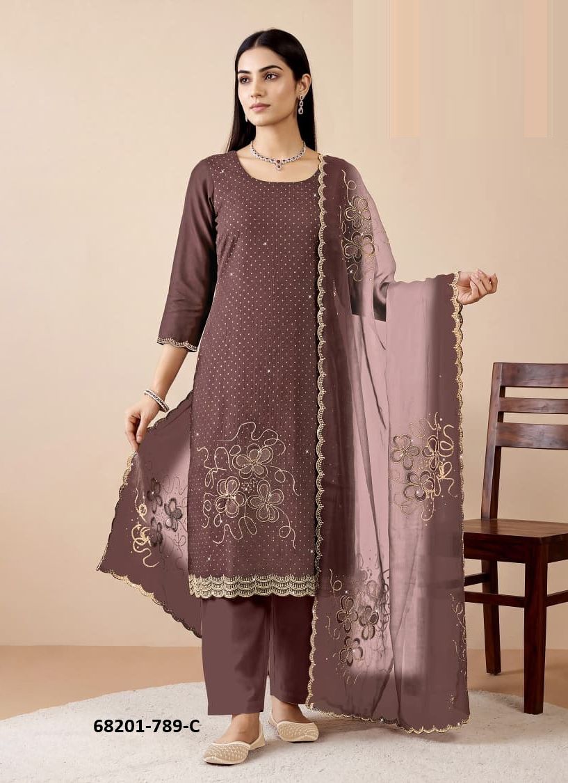 MANIYAR - Catalog # 68201 (Set of 4 Readymade Salwar Suits)