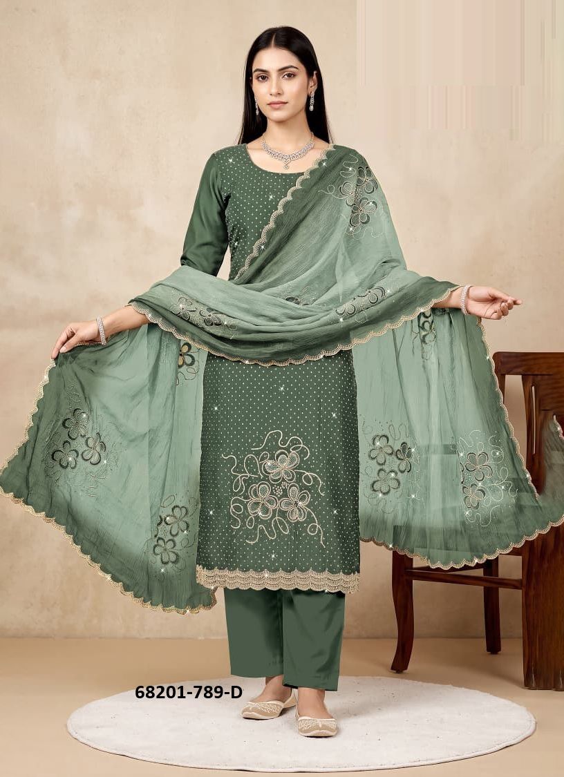 MANIYAR - Catalog # 68201 (Set of 4 Readymade Salwar Suits)