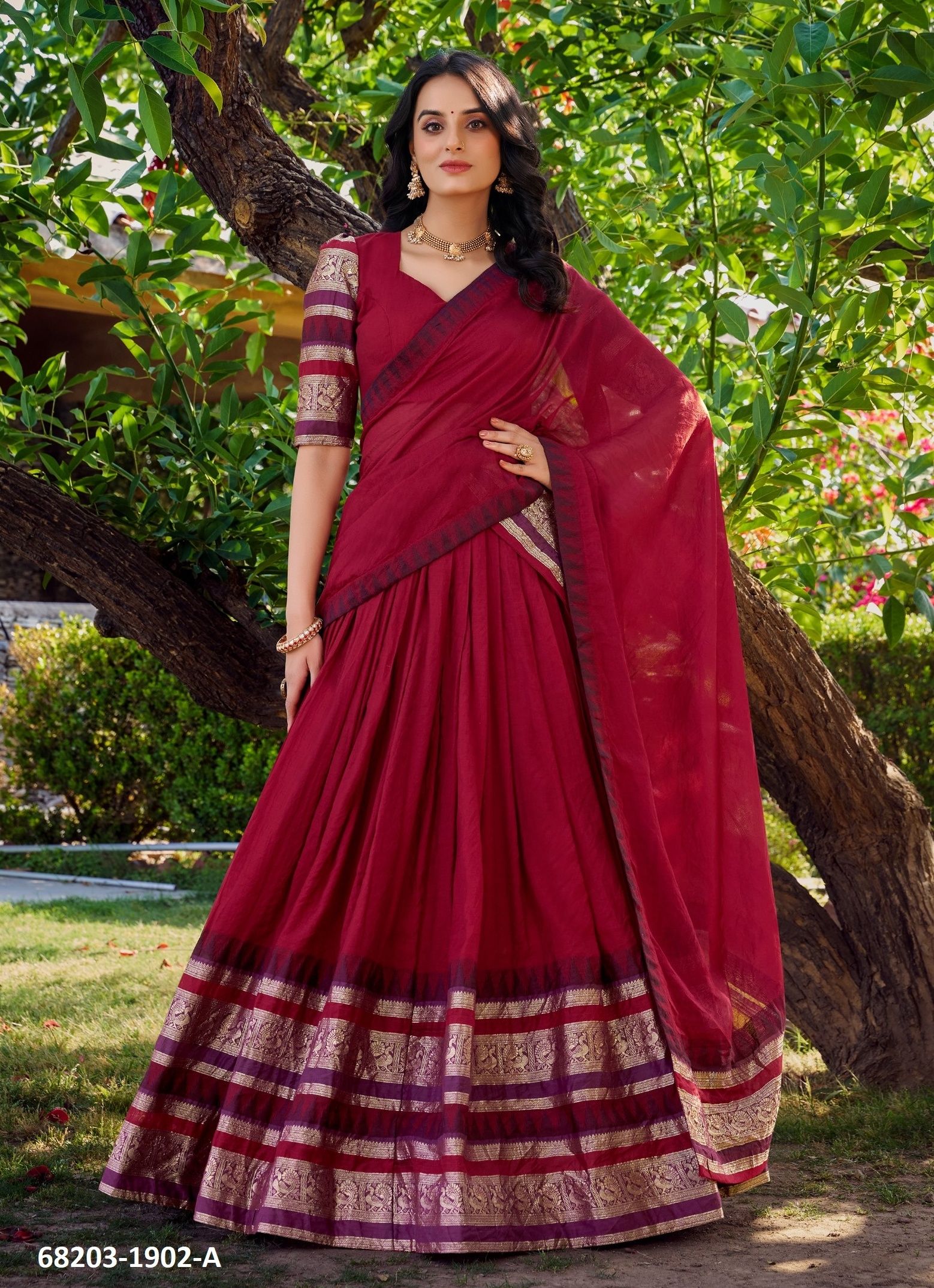 NIRVACHAN - Catalog # 68203 (Set of 3 Semi-Stitched Lehengas) NIRVACHAN - Catalog # 68203 (Set of 3 Semi-Stitched Lehengas)