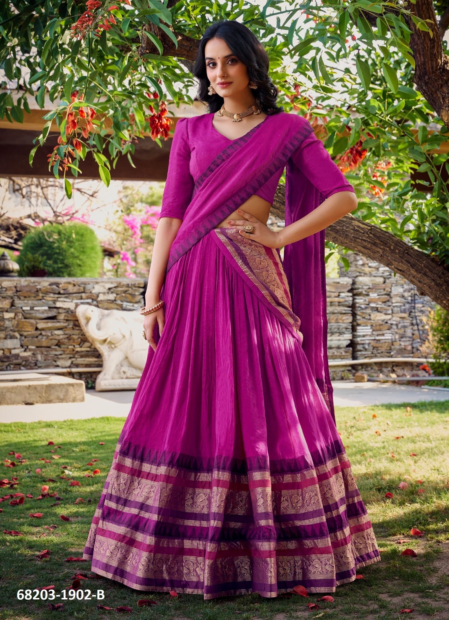 NIRVACHAN - Catalog # 68203 (Set of 3 Semi-Stitched Lehengas) NIRVACHAN - Catalog # 68203 (Set of 3 Semi-Stitched Lehengas)