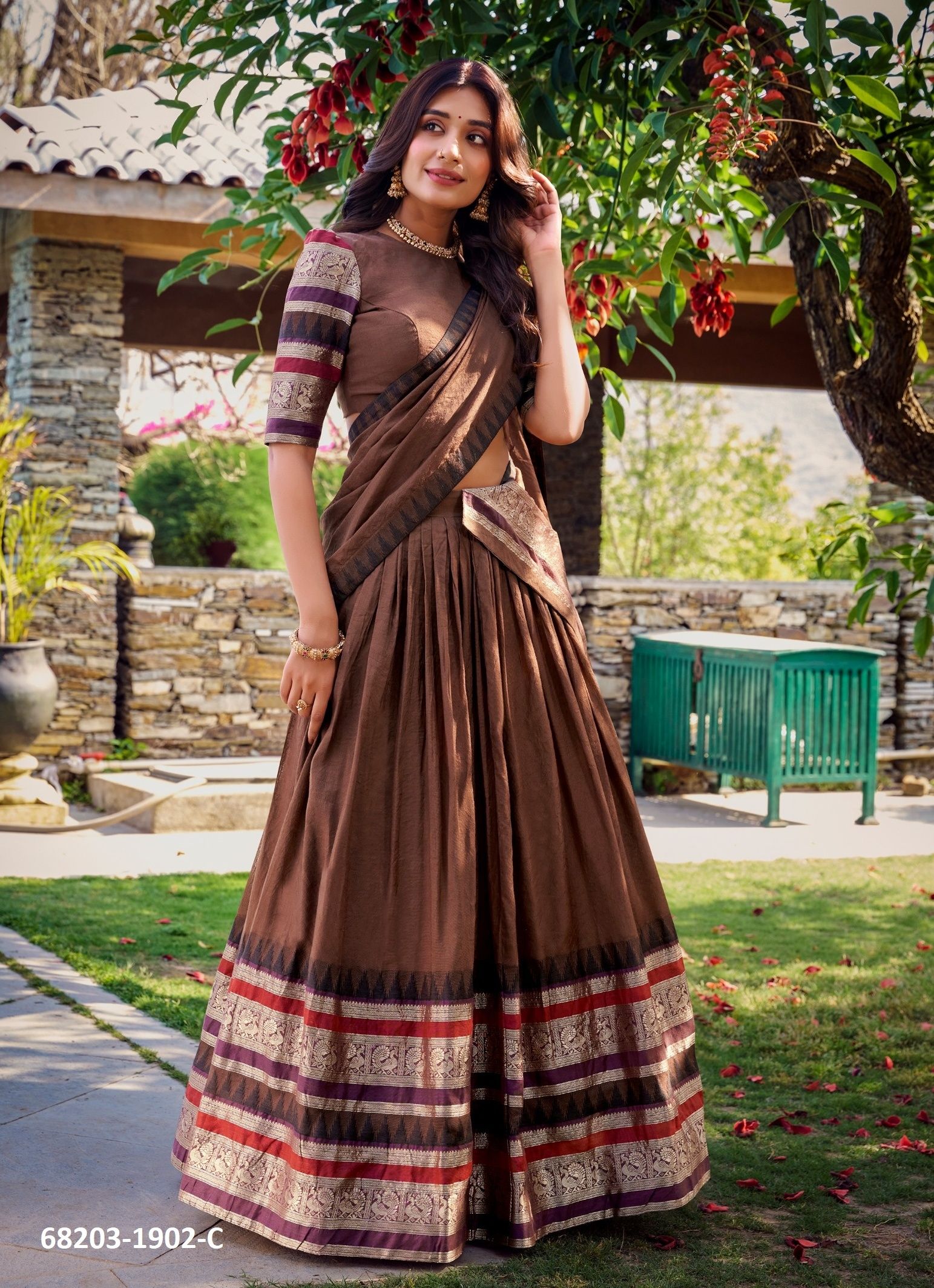 NIRVACHAN - Catalog # 68203 (Set of 3 Semi-Stitched Lehengas) NIRVACHAN - Catalog # 68203 (Set of 3 Semi-Stitched Lehengas)