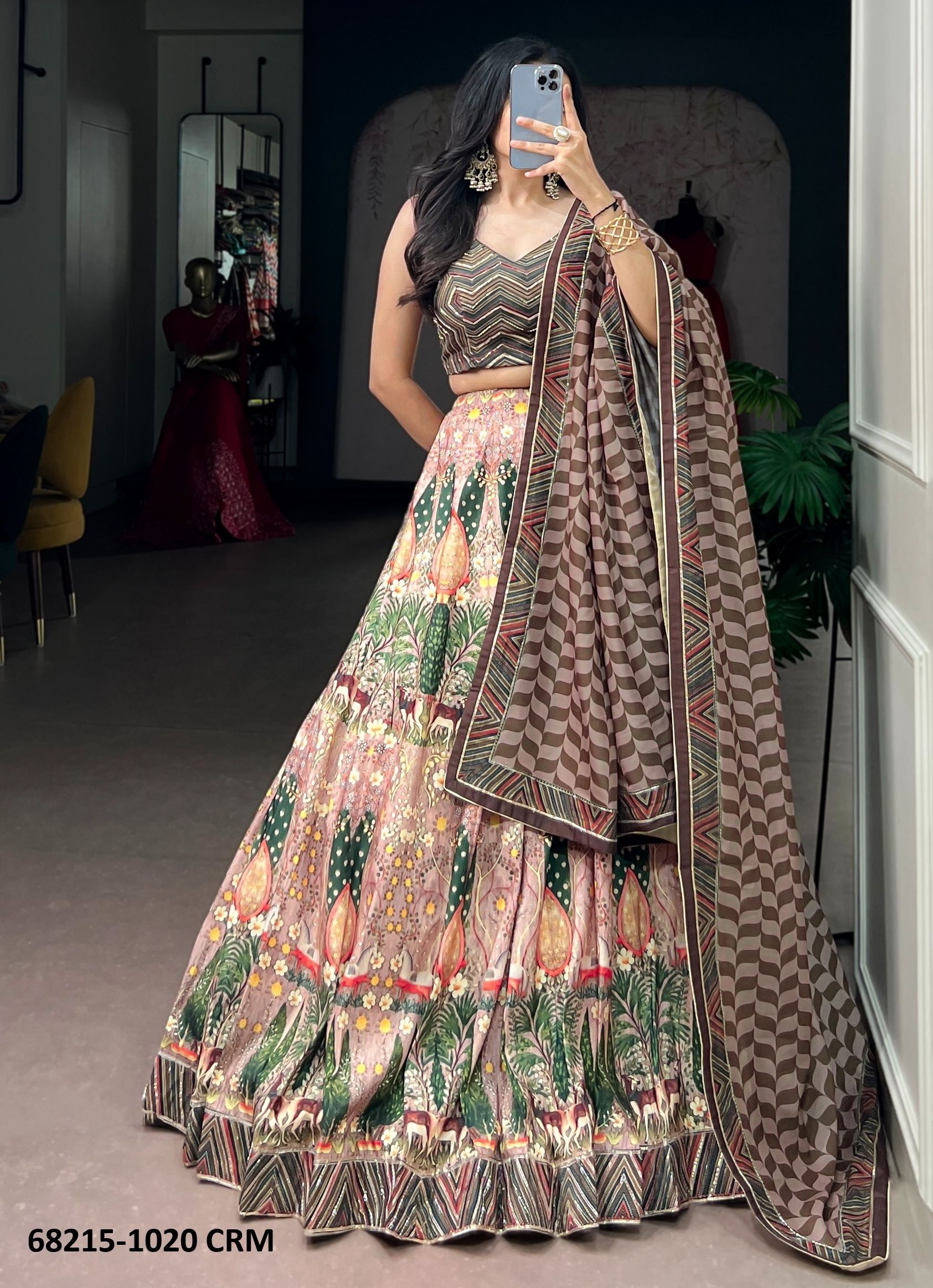 GEOMETRIC PRINTS - Catalog # 68215 (Set of 4 Semi-Stitched Lehengas) GEOMETRIC PRINTS - Catalog # 68215 (Set of 4 Semi-Stitched Lehengas)
