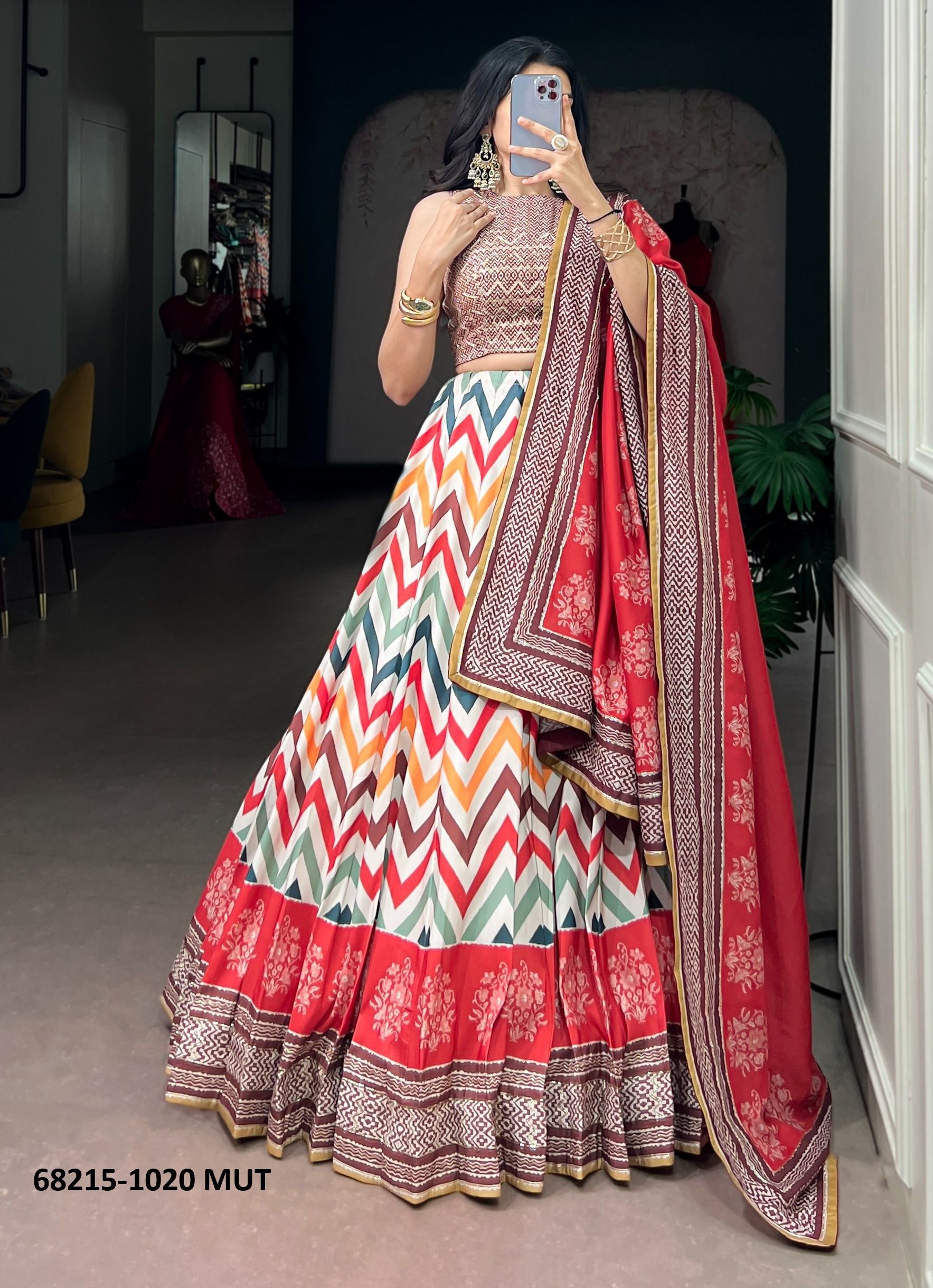 GEOMETRIC PRINTS - Catalog # 68215 (Set of 4 Semi-Stitched Lehengas) GEOMETRIC PRINTS - Catalog # 68215 (Set of 4 Semi-Stitched Lehengas)