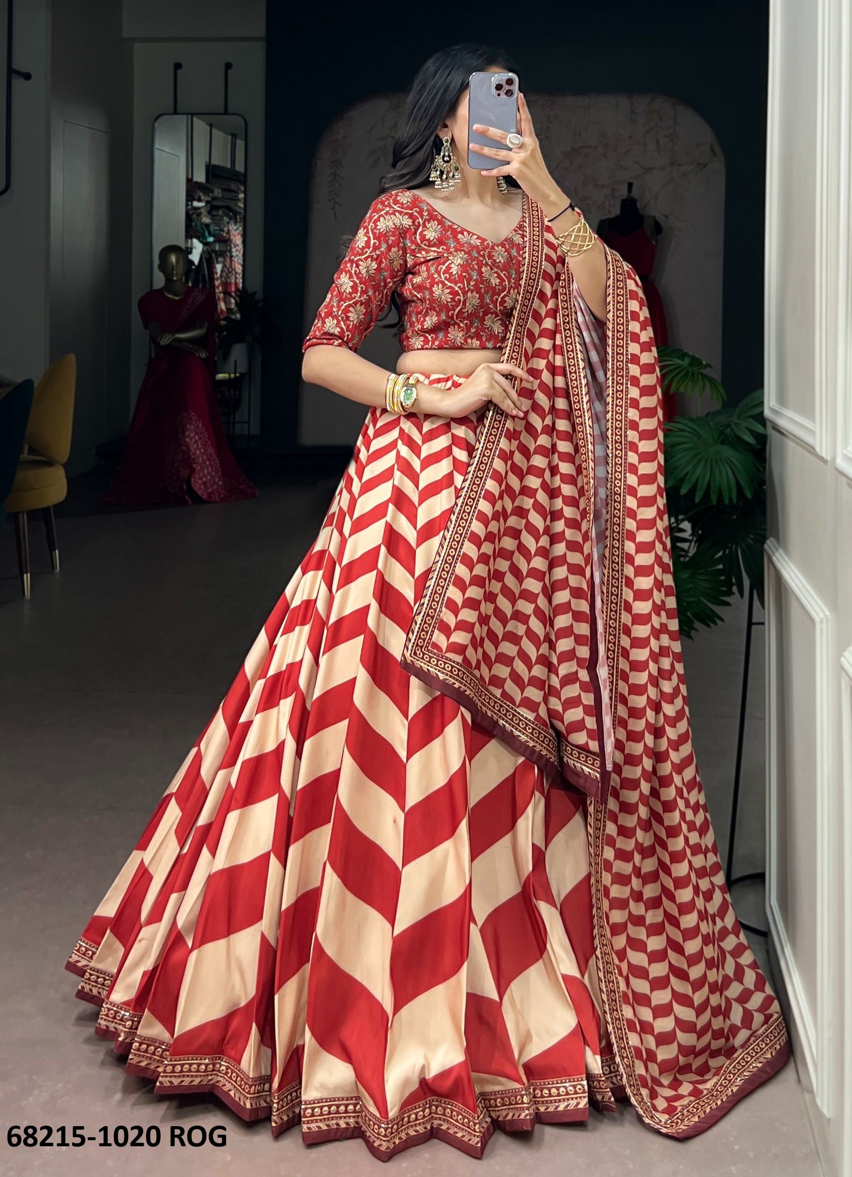 GEOMETRIC PRINTS - Catalog # 68215 (Set of 4 Semi-Stitched Lehengas) GEOMETRIC PRINTS - Catalog # 68215 (Set of 4 Semi-Stitched Lehengas)